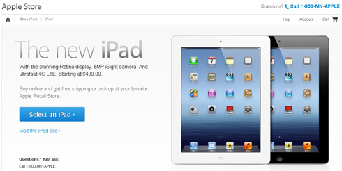The new iPad là tên gọi chính thức được Apple sử dụng trên website.